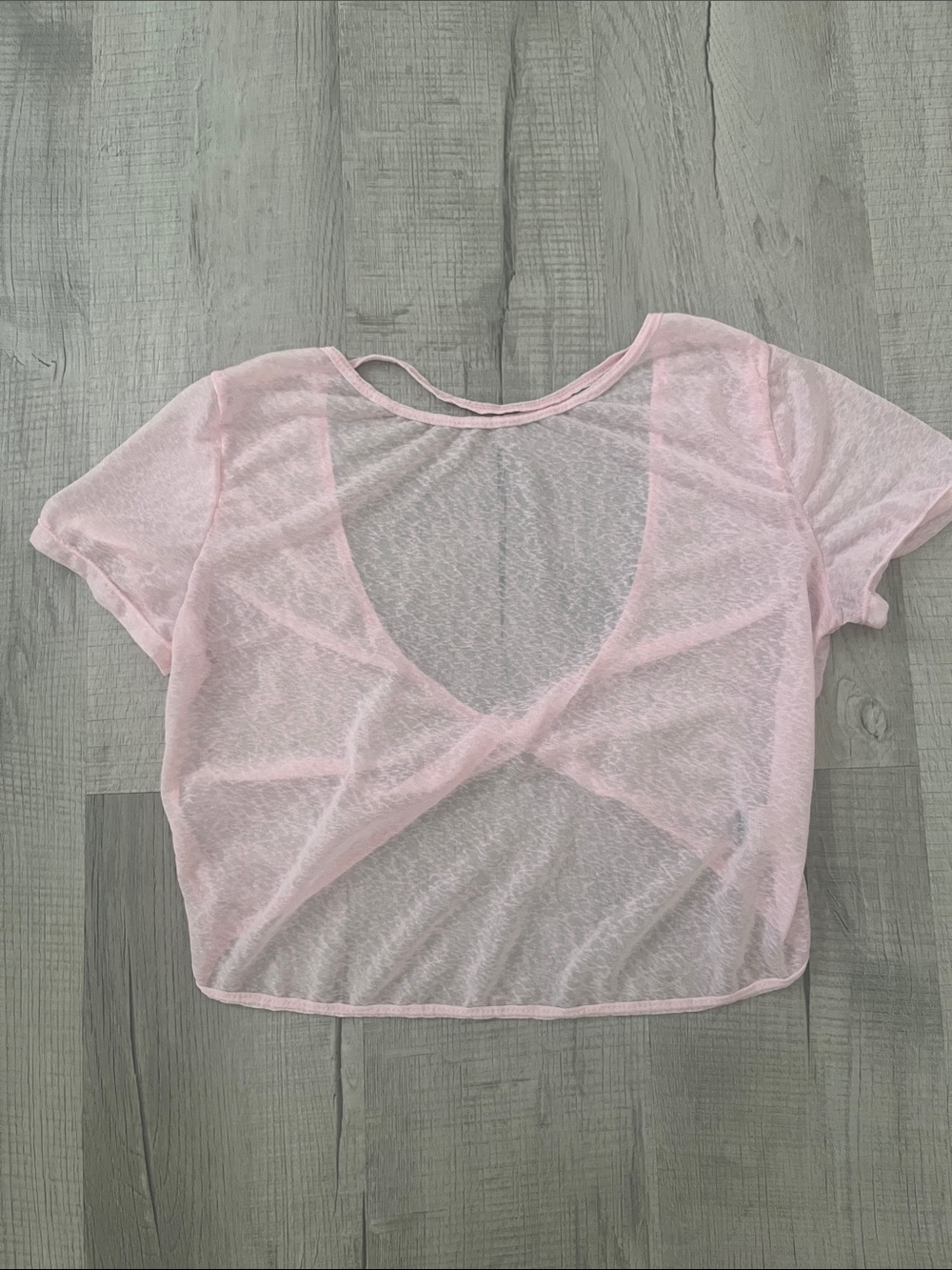 SHEIN Light Pink Sheer Twist-Back Crop Top